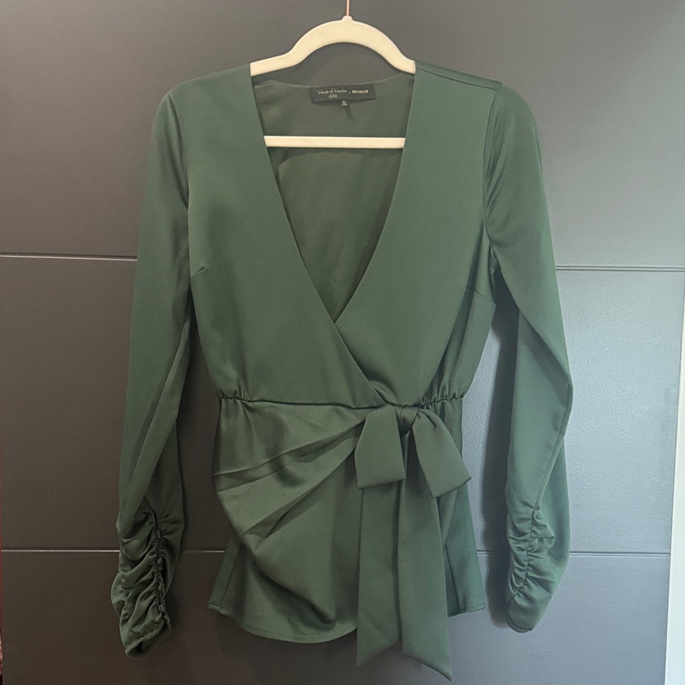 House of Harlow 1960 Deep Green Wrap Blouse